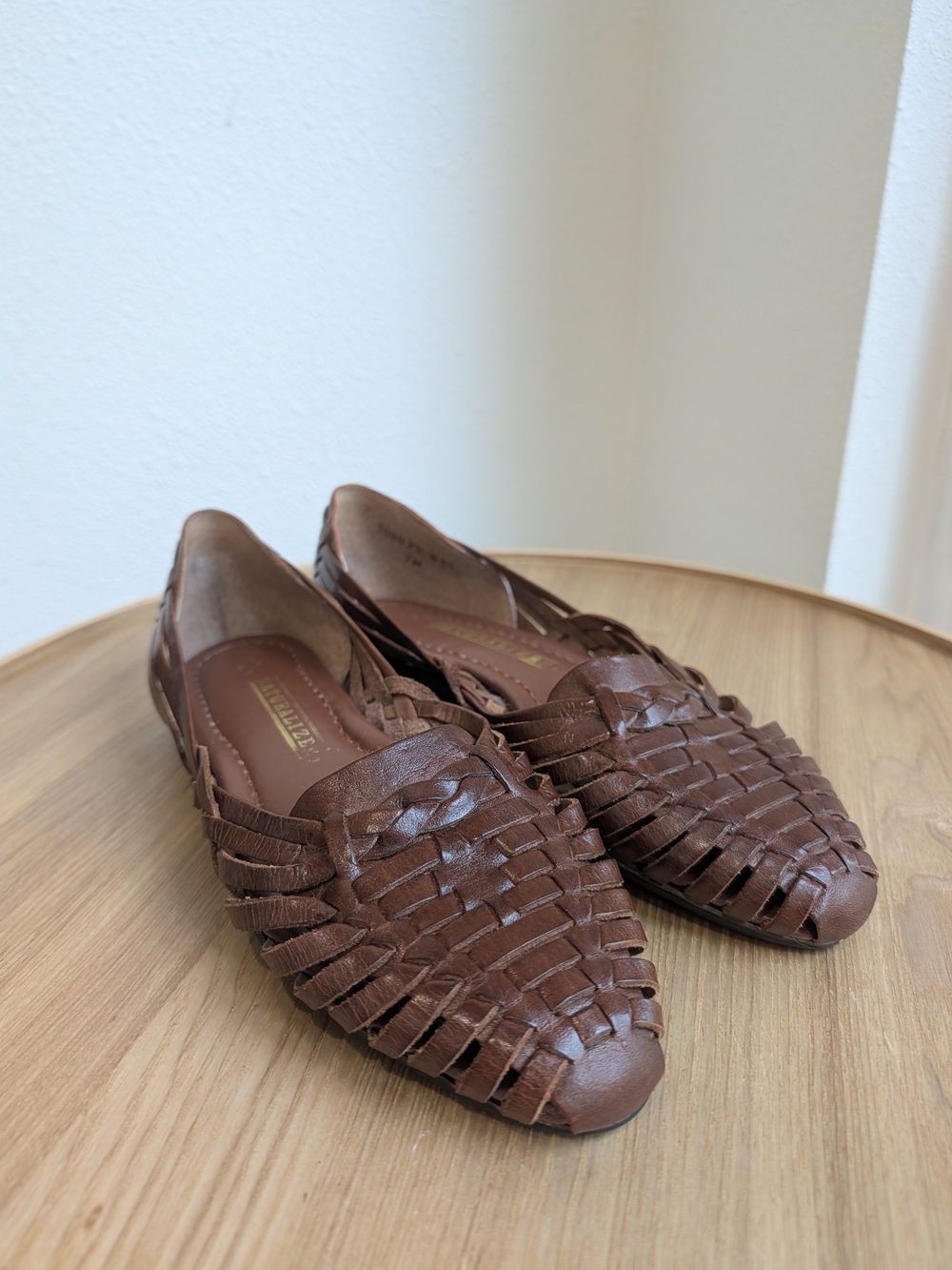 Naturalizer Brown Woven Leather Huarache Flats